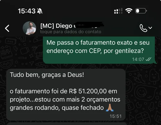 Depoimento de aluno